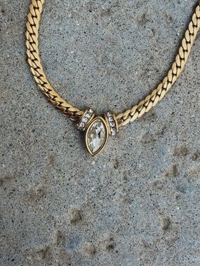 Gold-Tone Marquise Crystal Choker Necklace - Women Jewelry